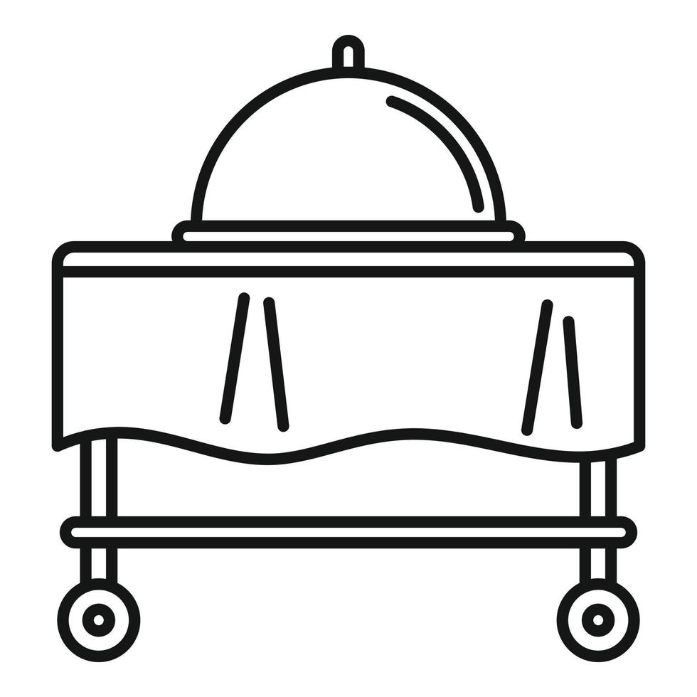 icône de plateau de chariot de service d'étage, style de contour vecteur