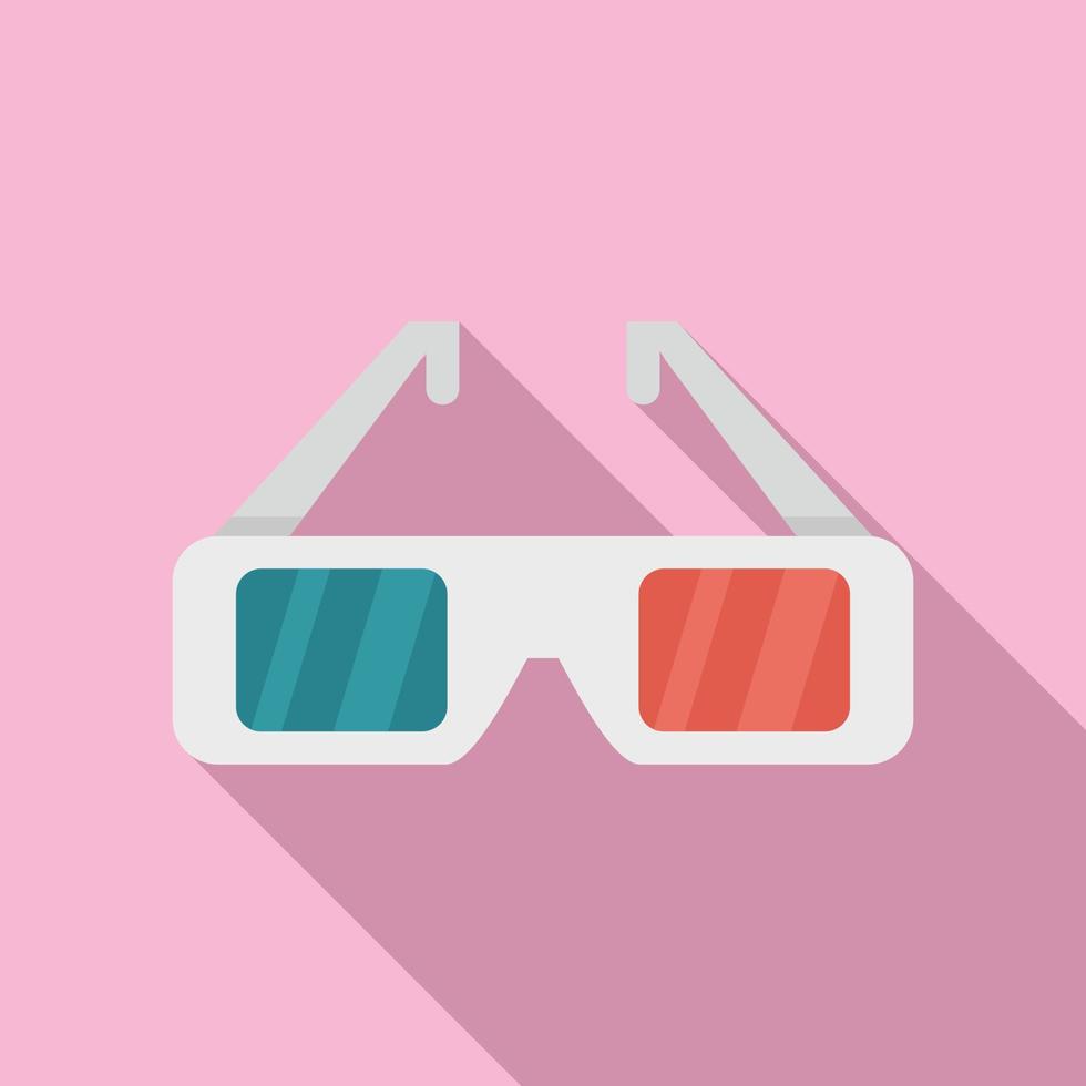 icône de lunettes de cinéma 3d, style plat vecteur