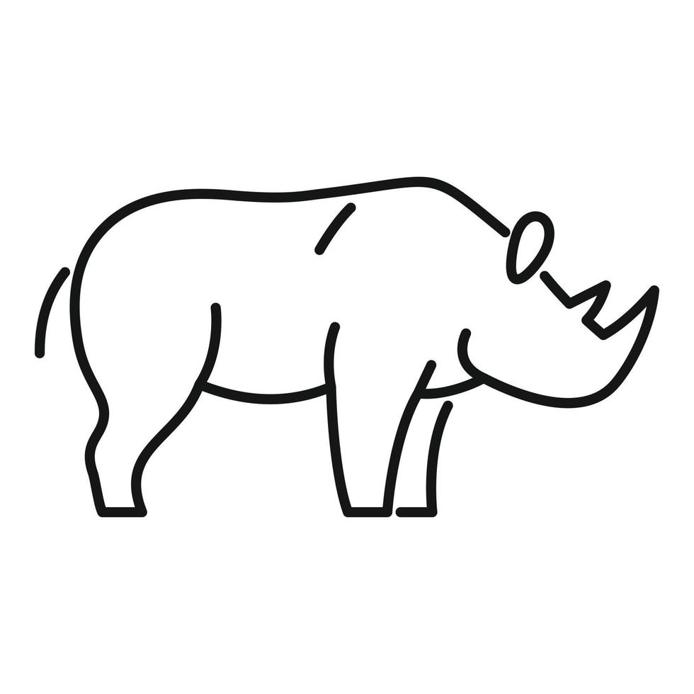 icône d'animal de rhinocéros, style de contour vecteur