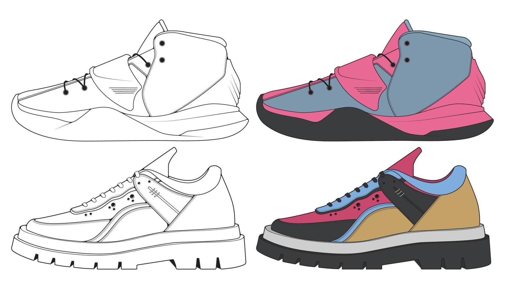 déclencher une chaussure de baskets. concept. conception plate. illustration vectorielle. baskets de style plat. vecteur