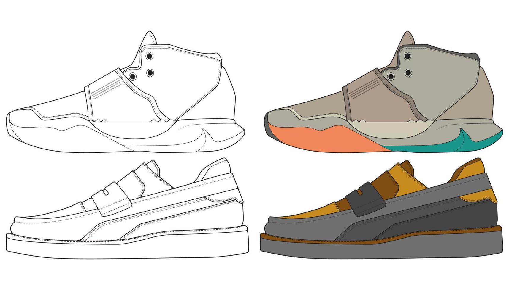 déclencher une chaussure de baskets. concept. conception plate. illustration vectorielle. baskets de style plat. vecteur