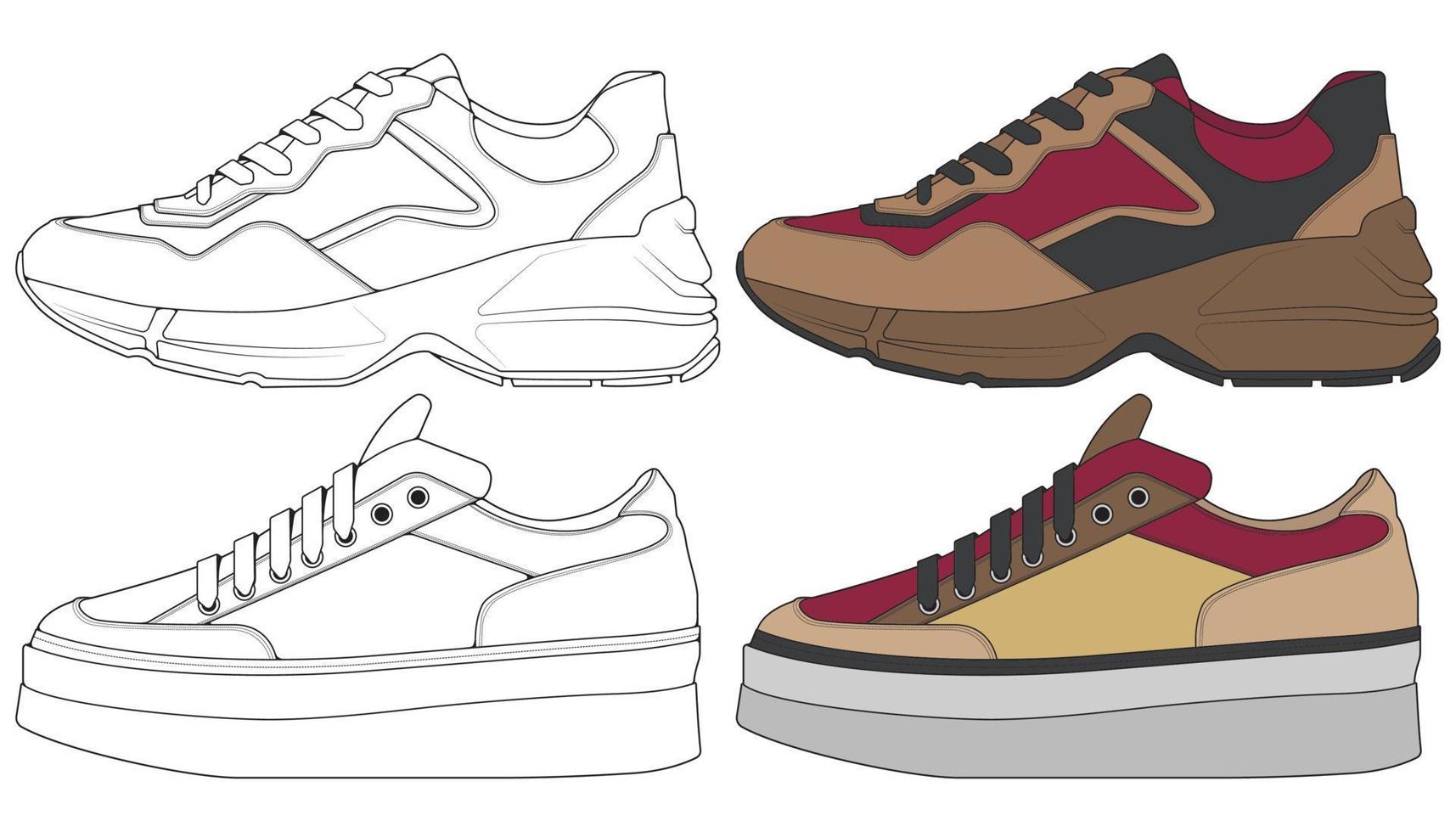 déclencher une chaussure de baskets. concept. conception plate. illustration vectorielle. baskets de style plat. vecteur