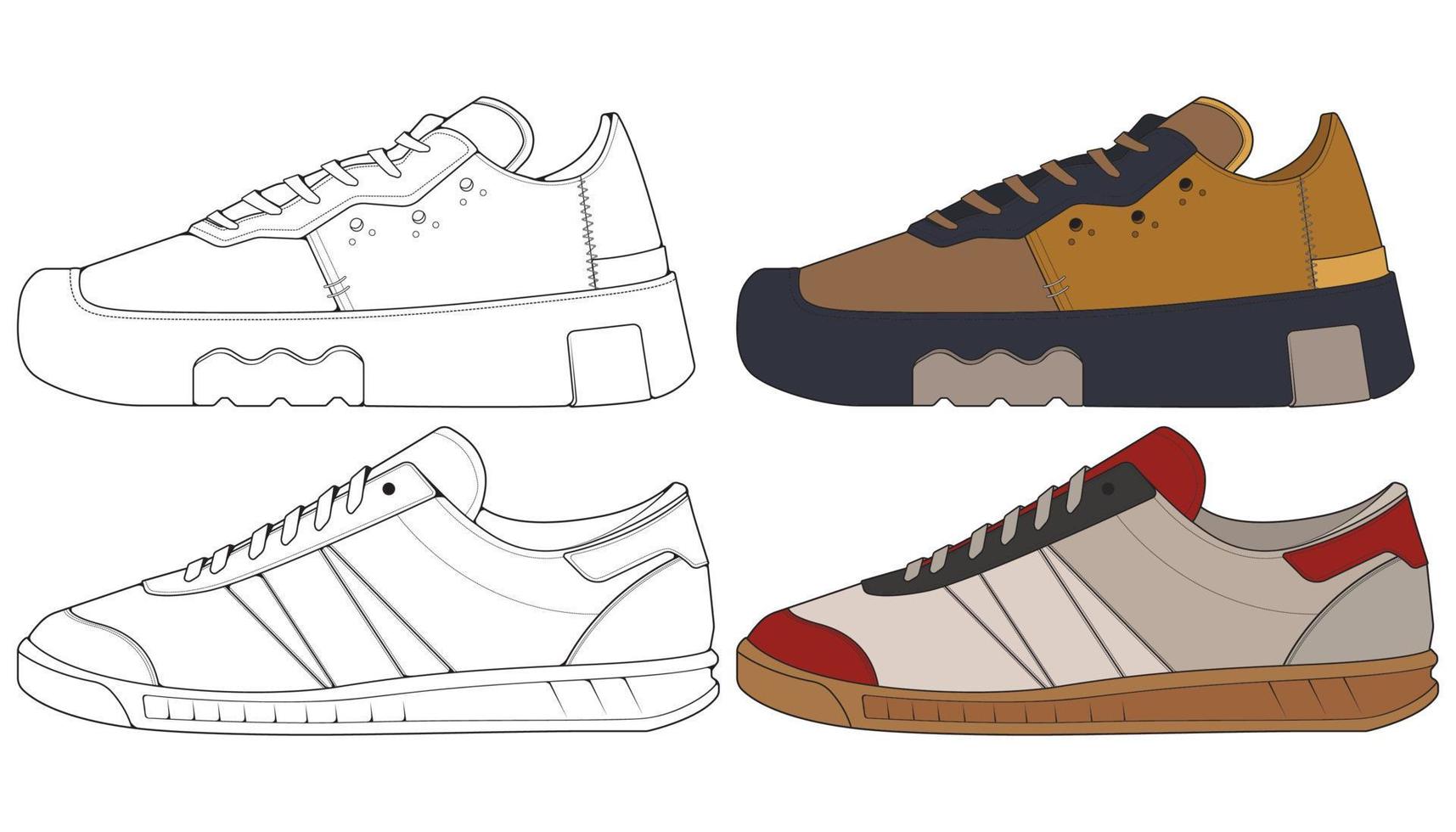 déclencher une chaussure de baskets. concept. conception plate. illustration vectorielle. baskets de style plat. vecteur