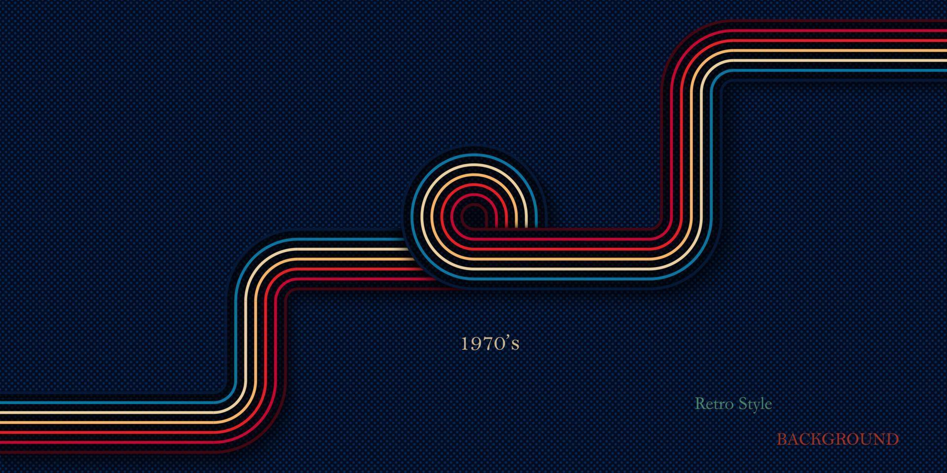 fond de style rétro avec des lignes courbes colorées vecteur