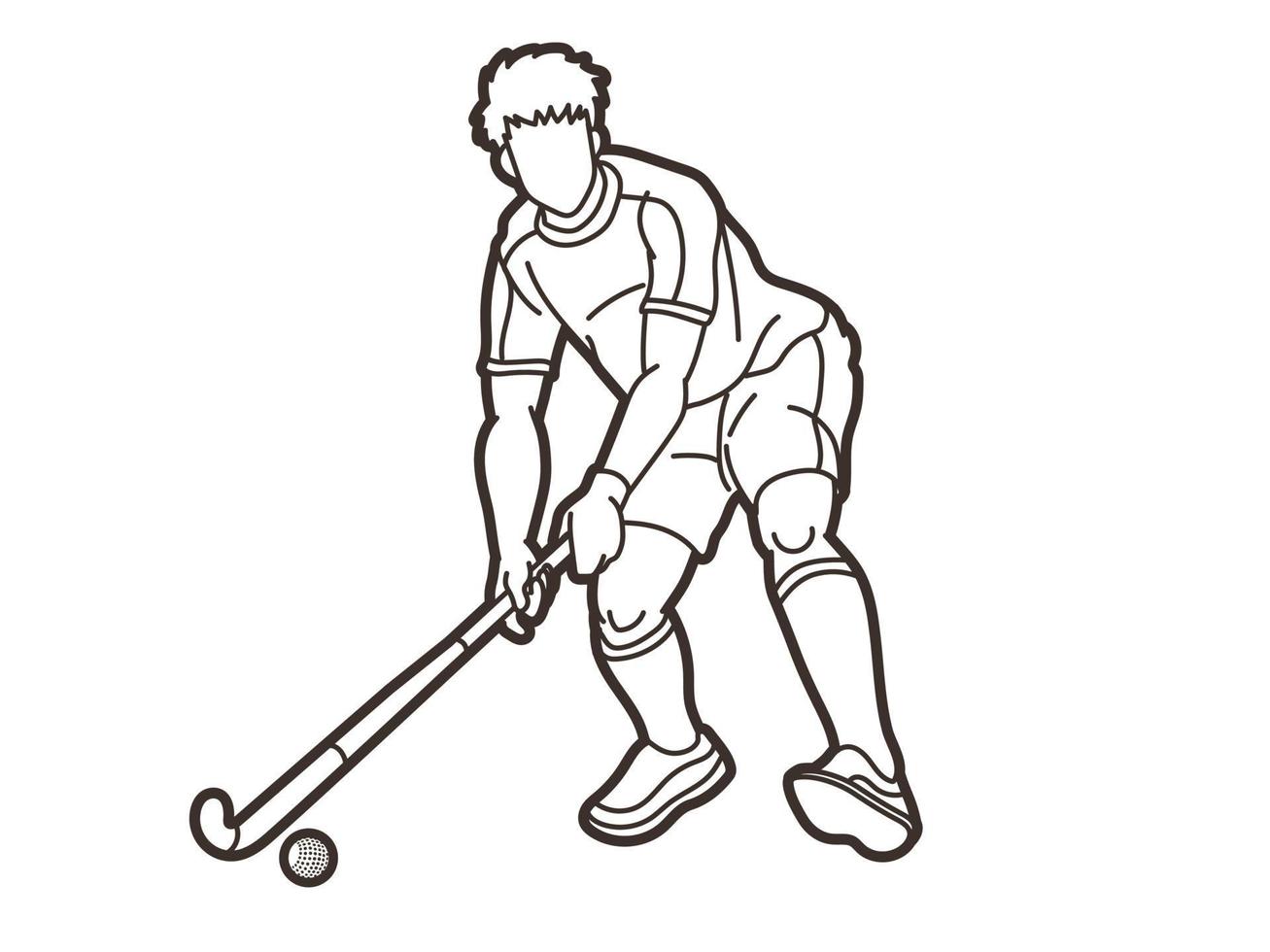 hockey sur gazon sport joueur masculin action vecteur de dessin animé