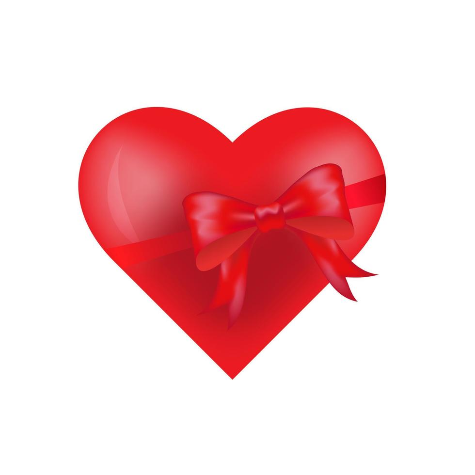 coeur rouge avec noeud de ruban. symbole de la saint valentin illustration vectorielle vecteur