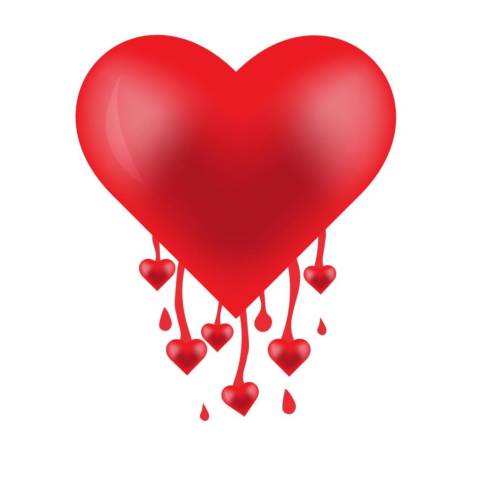 forme de coeur rouge avec des coeurs de peinture sur fond blanc. le coeur est un symbole d'amour. bonne saint valentin illustration vectorielle vecteur
