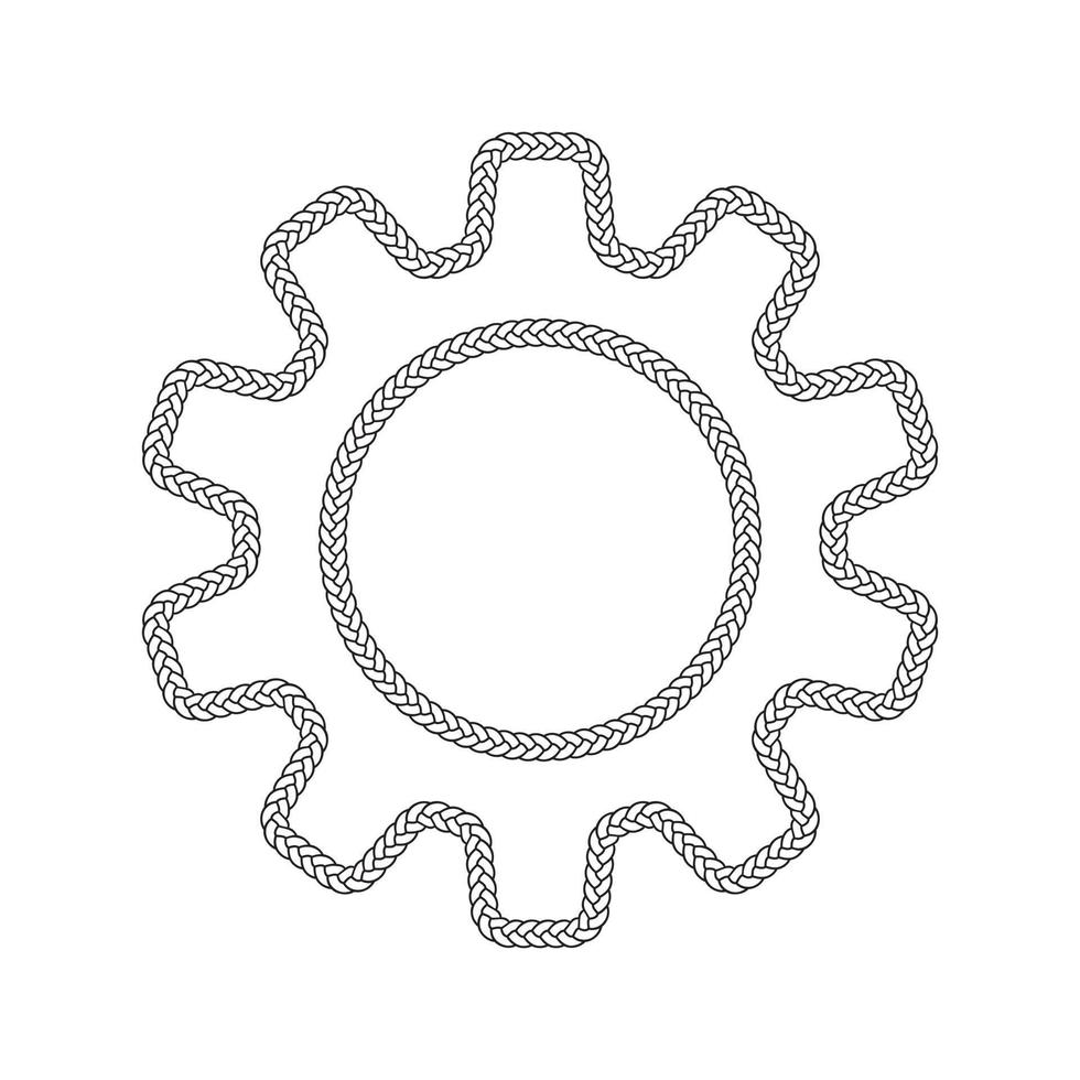 illustration vectorielle de cadre de motif d'engrenage de frontière de corde. vecteur