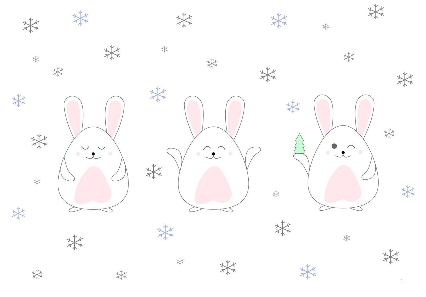 lapin drôle et mignon dans la neige pour noël et l'hiver. bonne année 2023.illustration vectorielle vecteur