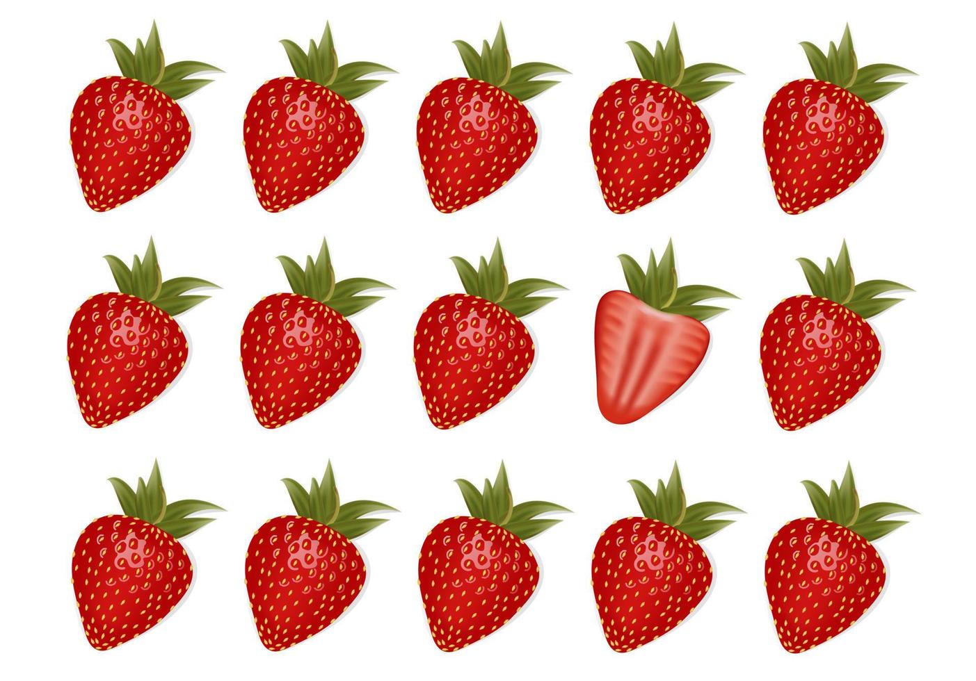 ensemble de fraises rouges sur fond blanc. illustration vectorielle réaliste 3d isolé vecteur