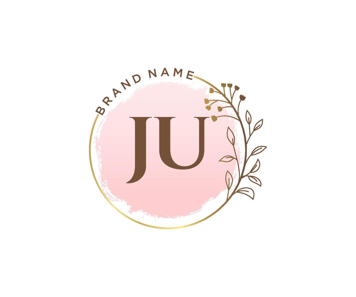 logo féminin ju initial. utilisable pour les logos nature, salon, spa, cosmétique et beauté. élément de modèle de conception de logo vectoriel plat.