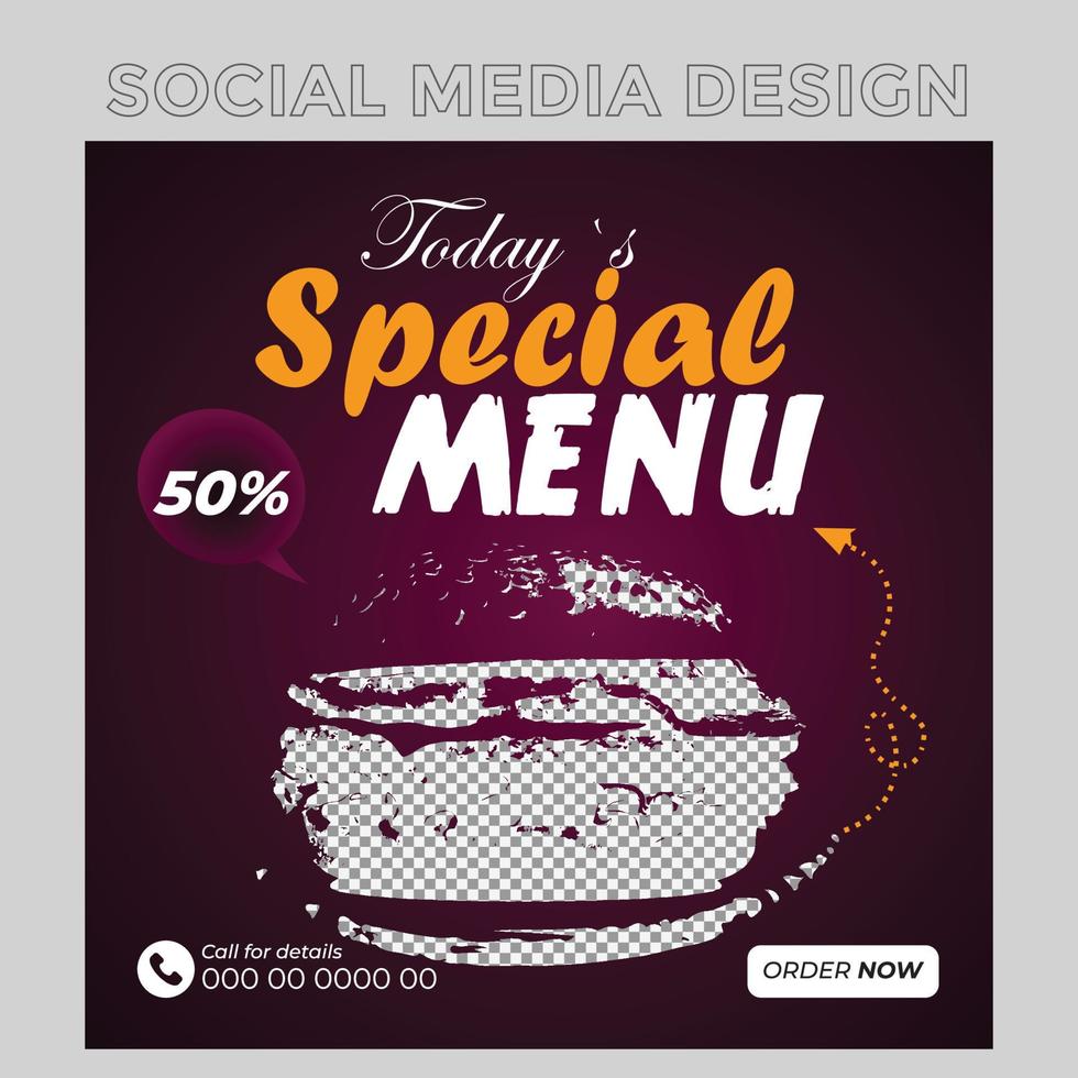 modèle de bannière de publication de médias sociaux de nourriture spéciale vecteur