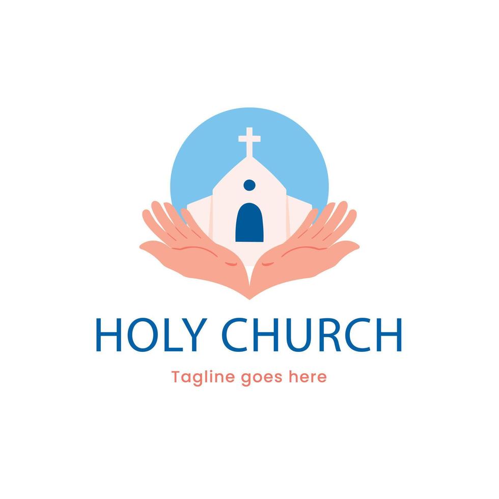 modèle de logo d'église dessiné à la main vecteur