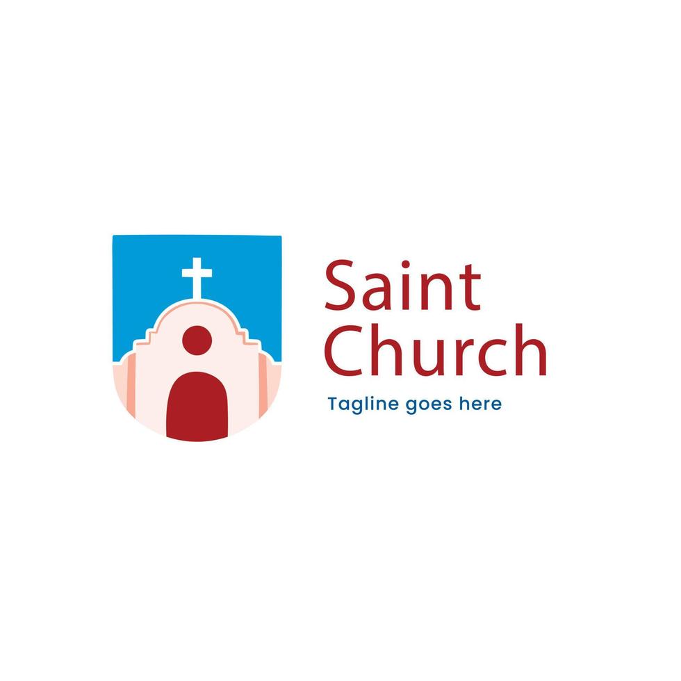 modèle de logo d'église dessiné à la main vecteur