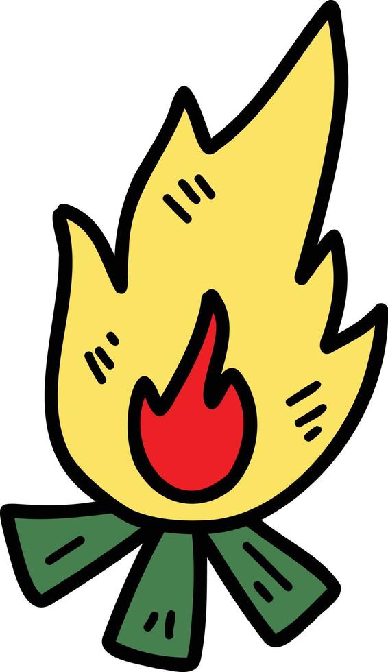 illustration de feu de camp dessiné à la main vecteur