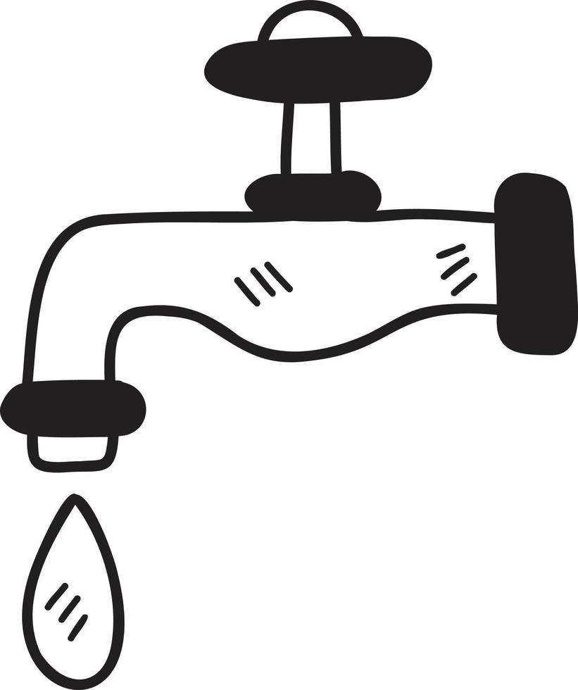 illustration de robinet d'eau dessiné à la main vecteur
