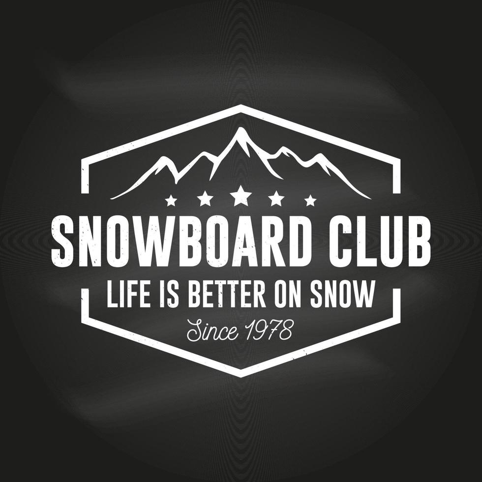 club de snowboard. illustration vectorielle. concept de chemise, d'impression, de timbre ou de tee-shirt. vecteur