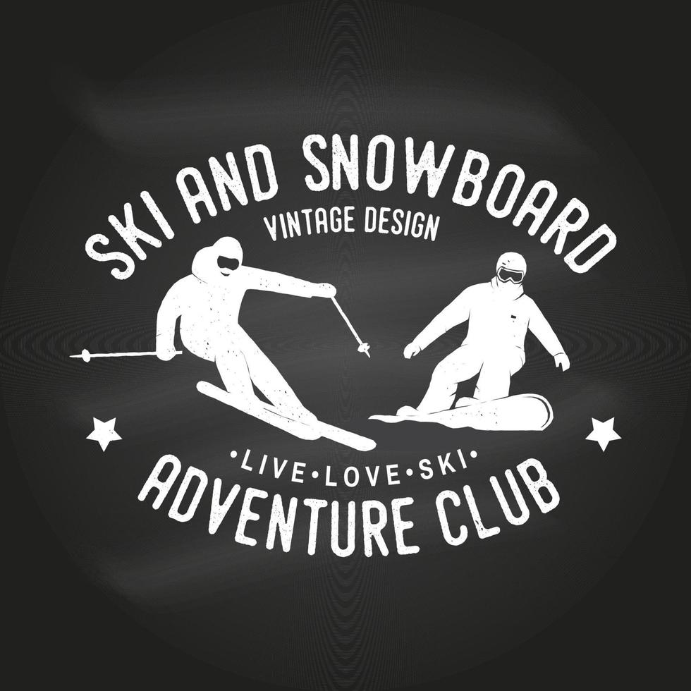 club de ski et de snowboard. illustration vectorielle. vecteur