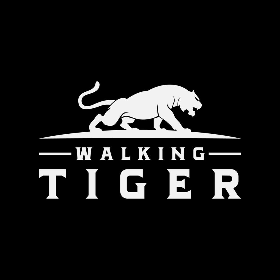 modèle d'illustration de conception de logo vectoriel tigre marchant