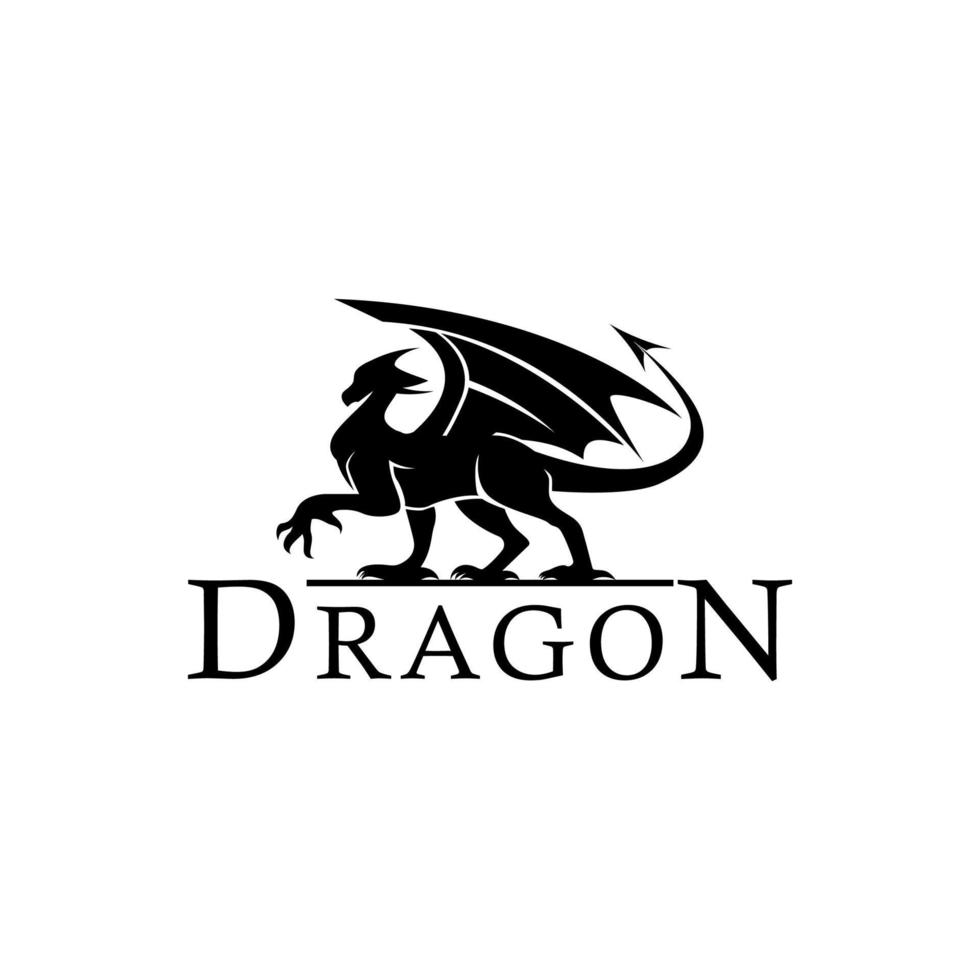 dragon walk logo design shiluiete illustration vecteur