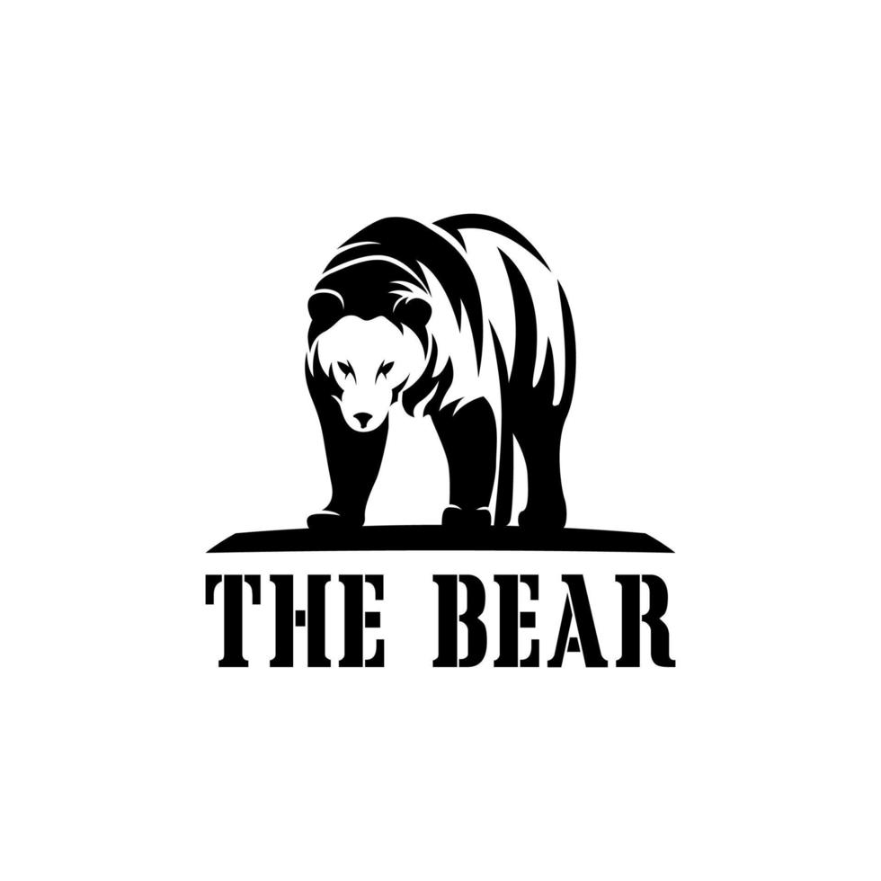 modèle de shiluiete de vecteur de conception de logo de marche d'ours
