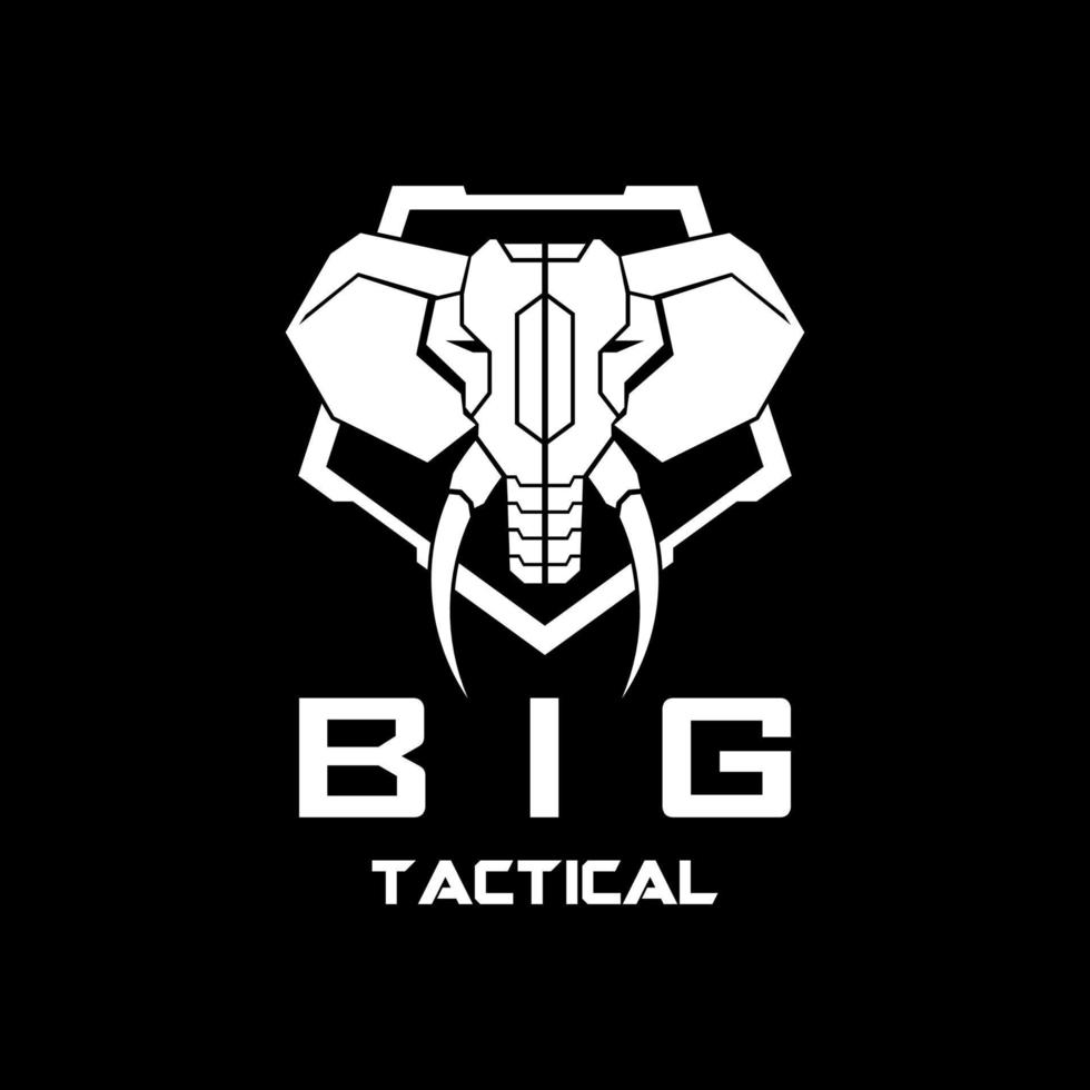 logo tactique elephan noir et blanc dans le modèle de vecteur de bouclier pour la conception de logo d'armurerie tactique militaire