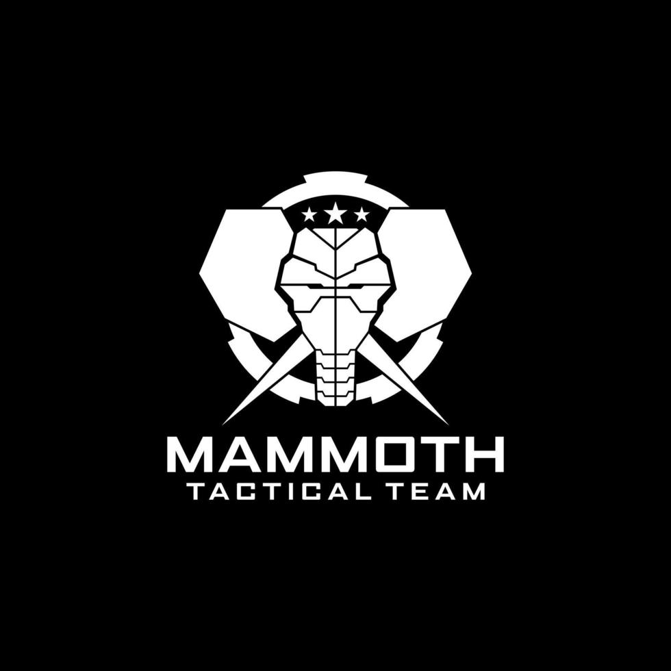 cible tactique logo éléphant mammouth noir et blanc dans le modèle vectoriel cyrcle pour la conception de logo d'armurerie tactique militaire