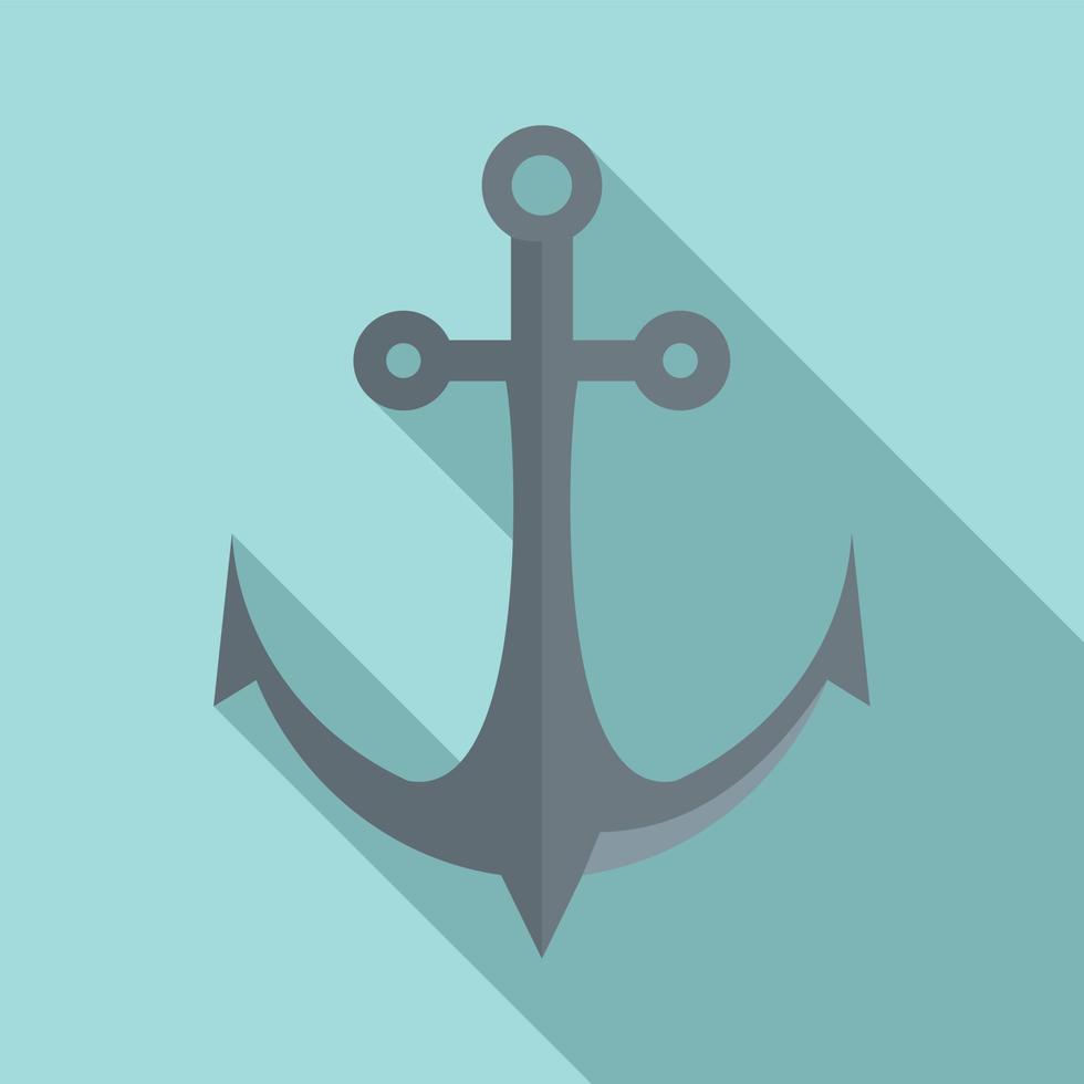 icône d'ancre de navire, style plat vecteur