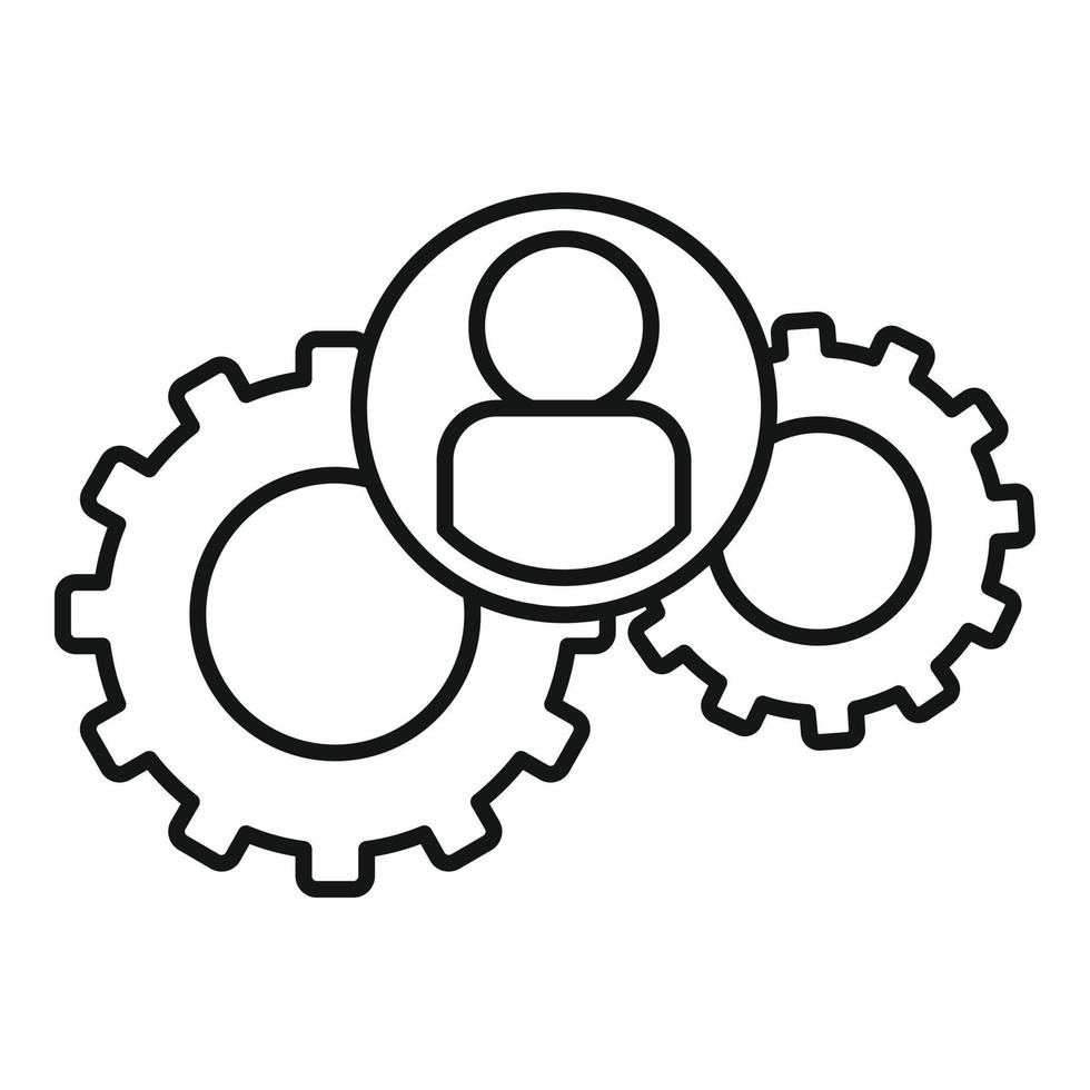 icône d'avatar de roue dentée, style de contour vecteur