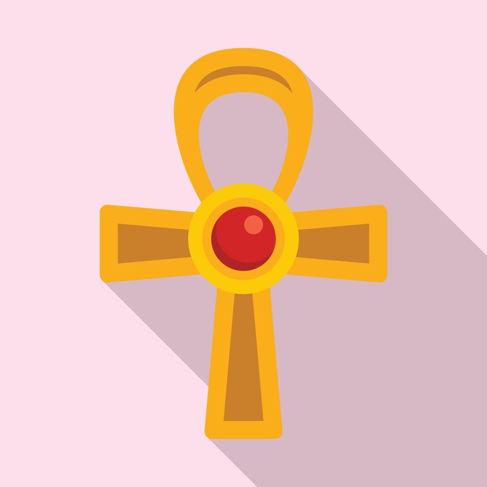 icône de croix ankh égyptienne, style plat vecteur