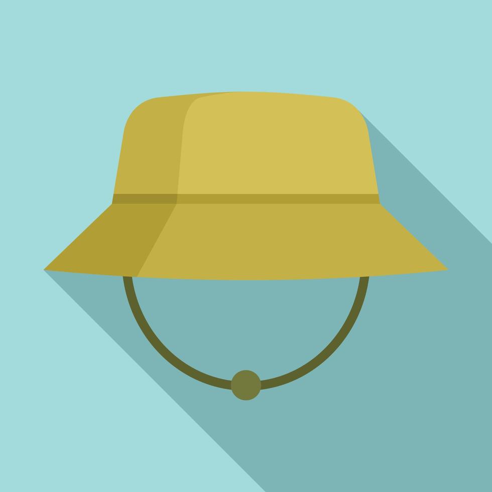 icône de chapeau d'été de pêcheur, style plat vecteur