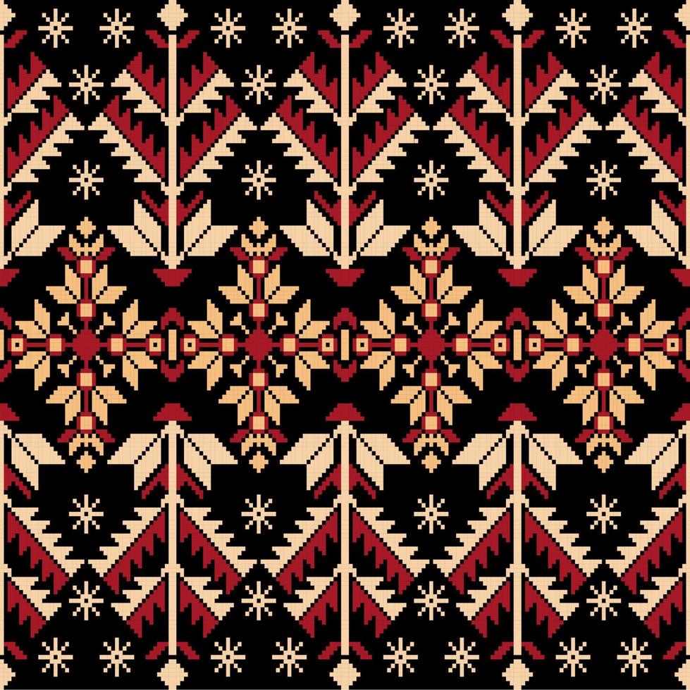 texture tricotée d'un échantillon de jacquard de tissu tissé. motif tricoté, parfait pour le tissu et la décoration isolé sur fond noir vecteur