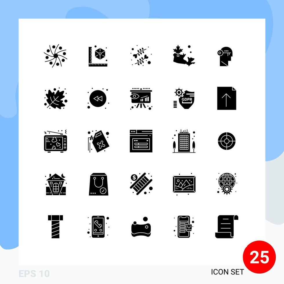 pack d'icônes vectorielles stock de 25 signes et symboles de ligne pour les éléments de conception vectoriels modifiables de l'imprimante à feuilles clés canada romance vecteur