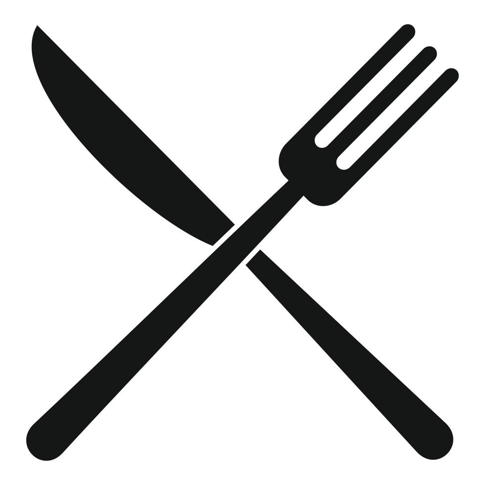 couteau, croix, fourchette, icône, simple, style vecteur