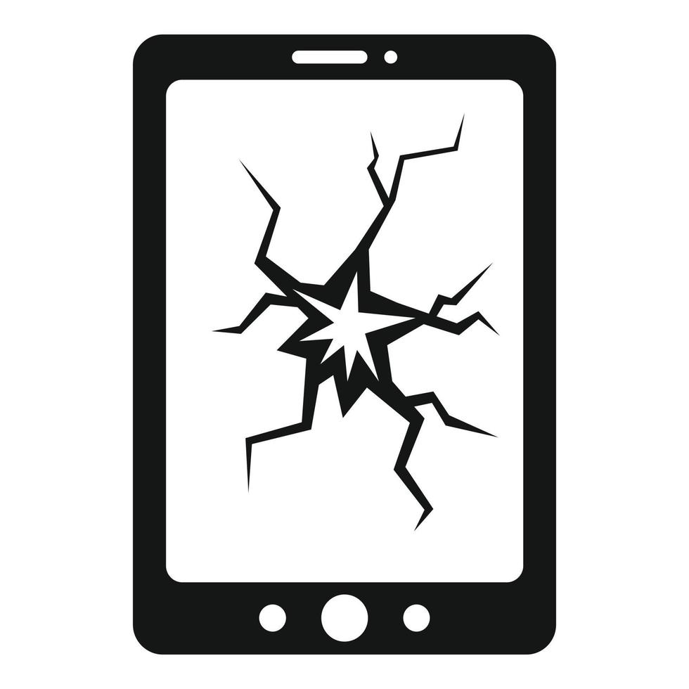 icône d'affichage de smartphone cassée, style simple vecteur