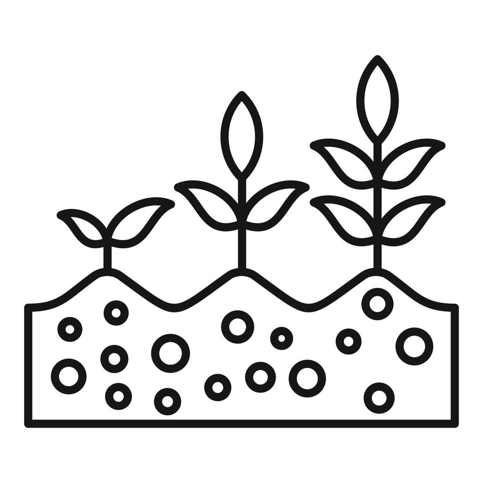 icône de sol de plantes, style de contour vecteur