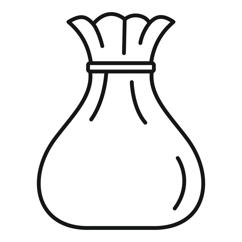 icône de sac de toile de jute, style de contour vecteur