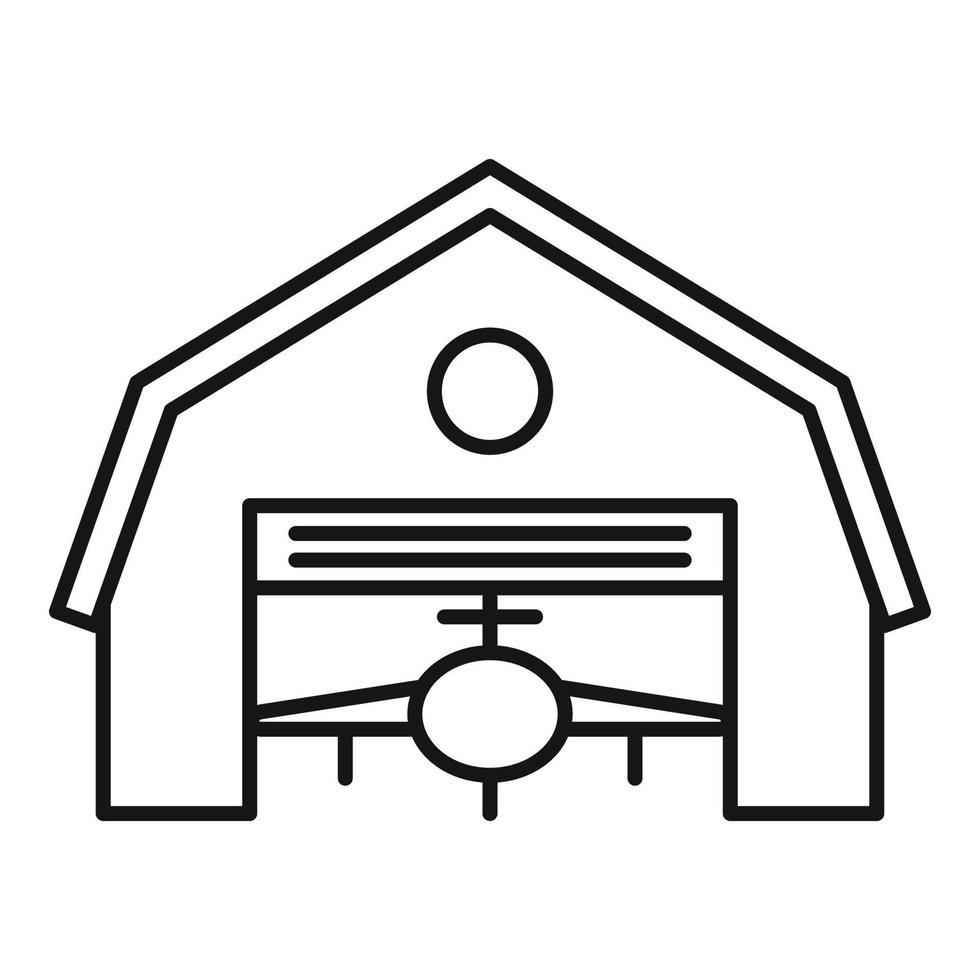 icône de bâtiment de hangar, style de contour vecteur
