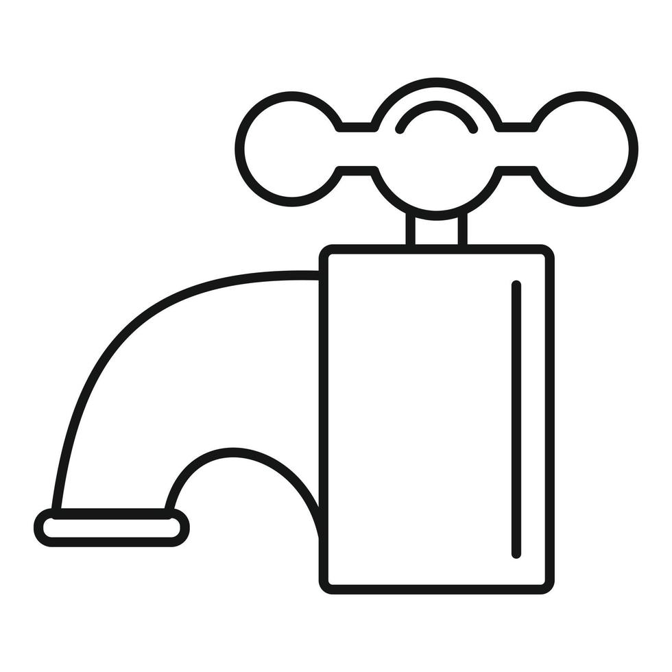 icône de robinet d'eau intérieur, style de contour vecteur