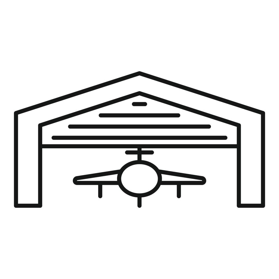 icône de hangar de chasse aérienne, style de contour vecteur