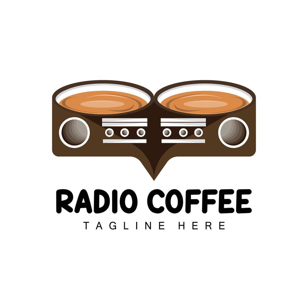 logo de radio de café, conception de radio podcast, icône de café, vecteur de marque de produit de logo de café de café