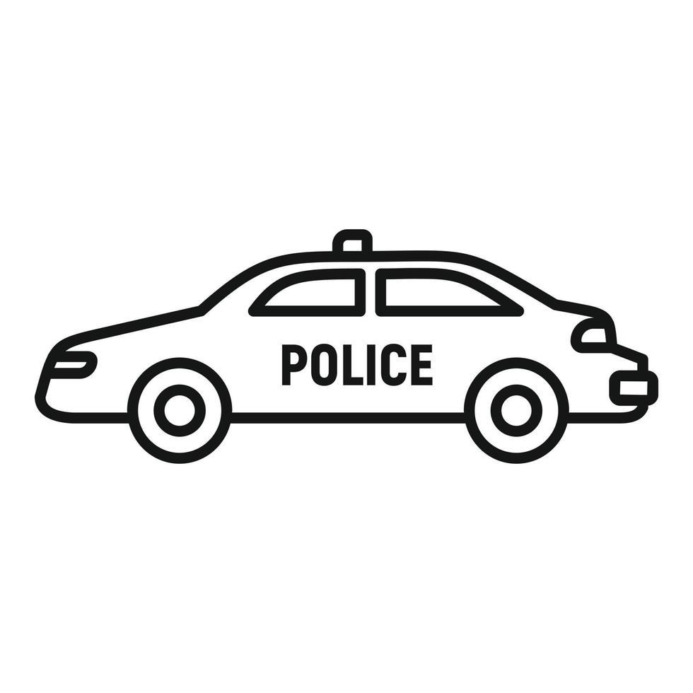 icône de voiture de police, style de contour vecteur