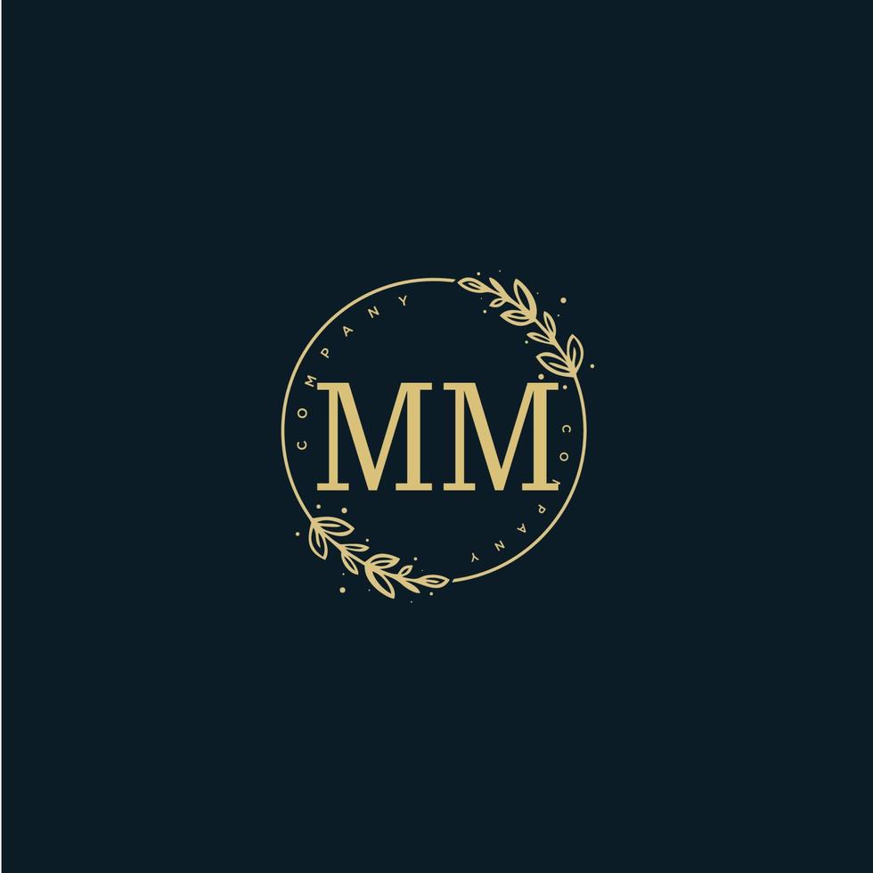 monogramme de beauté initial mm et design élégant du logo, logo manuscrit de la signature initiale, mariage, mode, floral et botanique avec modèle créatif. vecteur