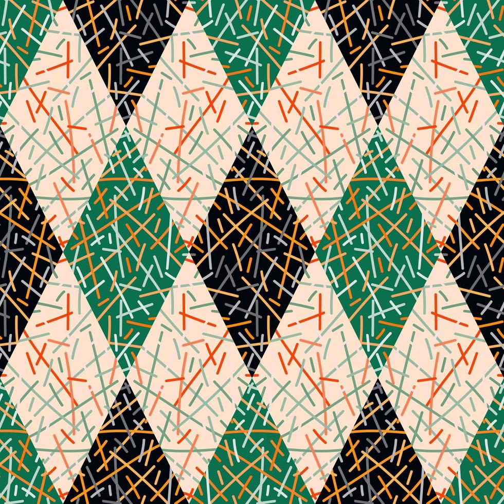 motif sans couture de mosaïque de lignes aléatoires. tuile géométrique tribale dessinée à la main. ornement de ligne ethnique vintage. vecteur