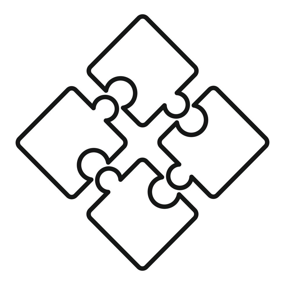 icône de pièces de puzzle, style de contour vecteur