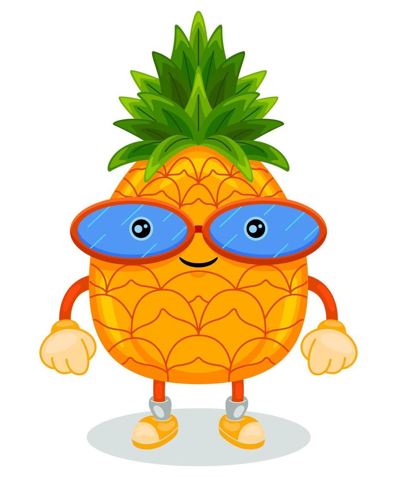 mignon, ananas, mascotte, caractère, vecteur, illustration vecteur