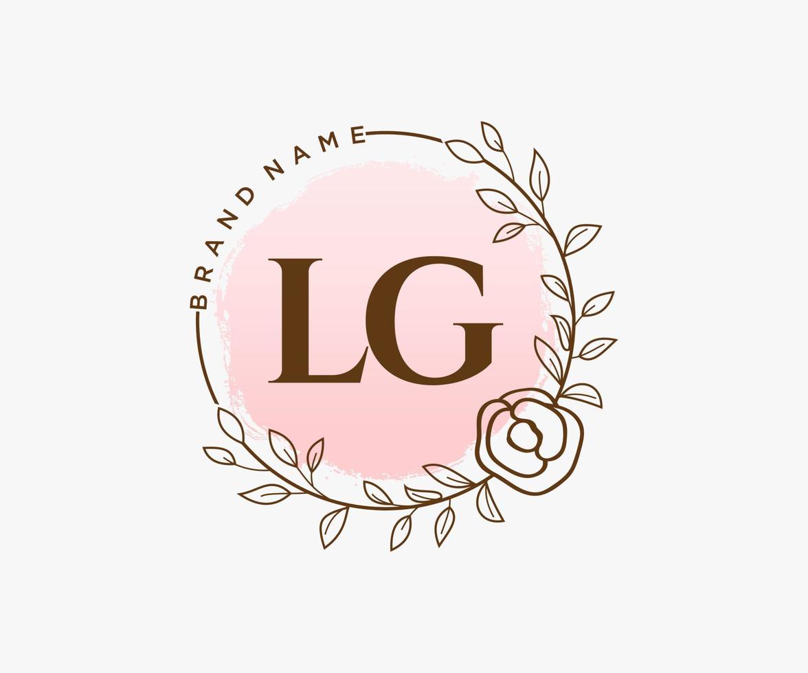 logo féminin lg initial. utilisable pour les logos nature, salon, spa, cosmétique et beauté. élément de modèle de conception de logo vectoriel plat.