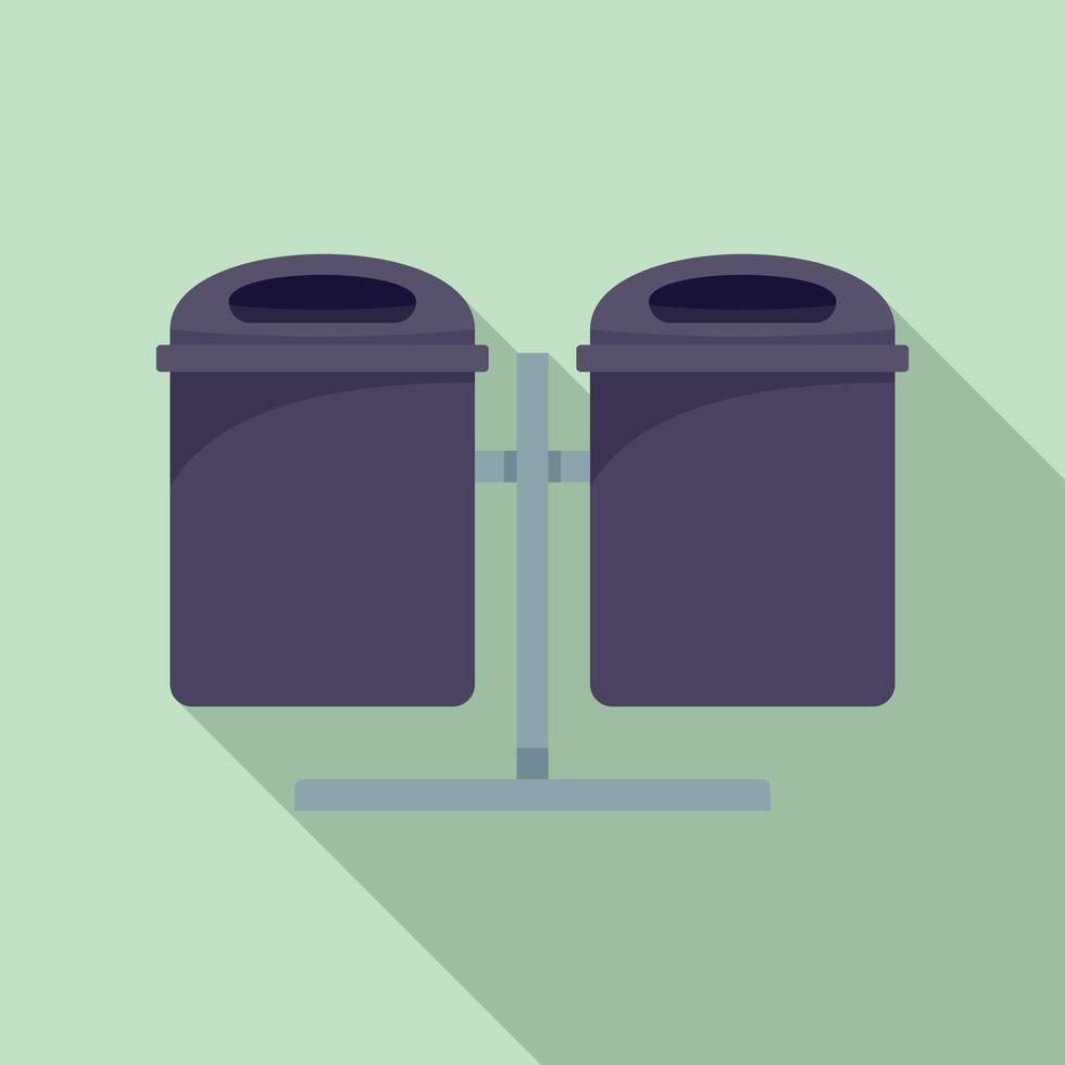 icône de poubelle double, style plat vecteur