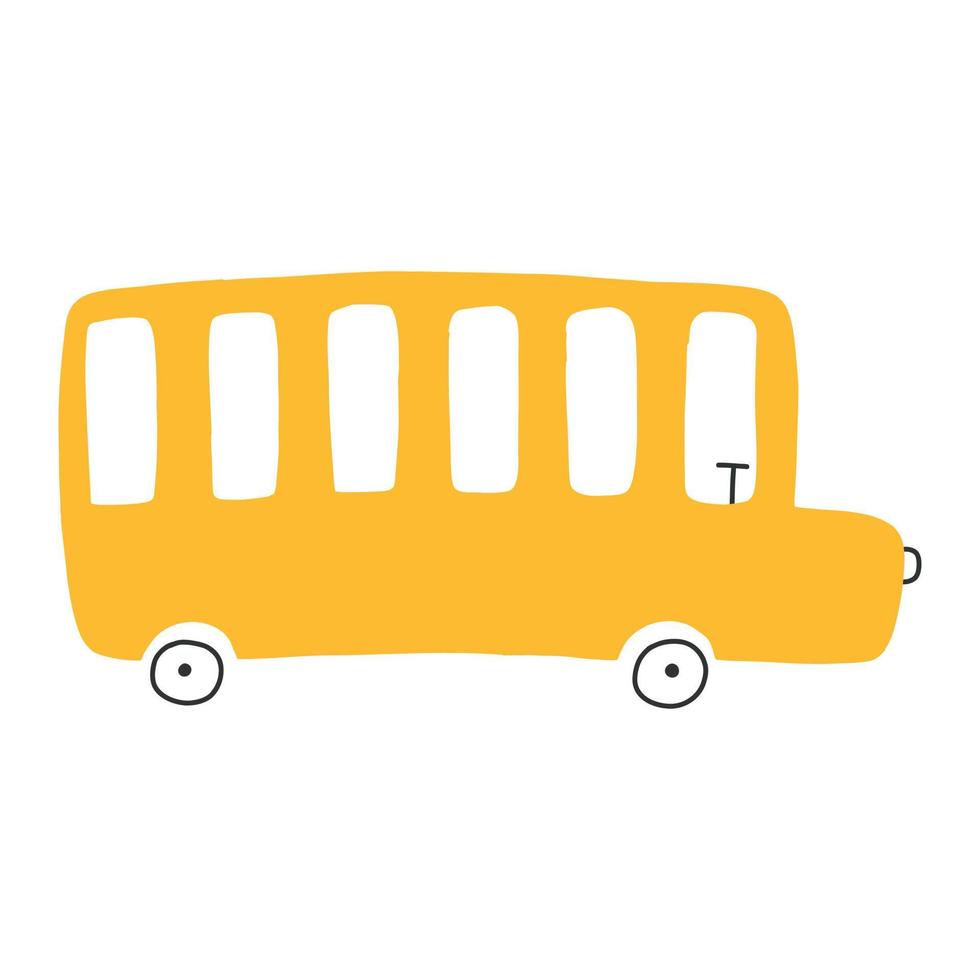 autobus scolaire pour enfants. voiture lumineuse dessinée à la main. illustration vectorielle vecteur