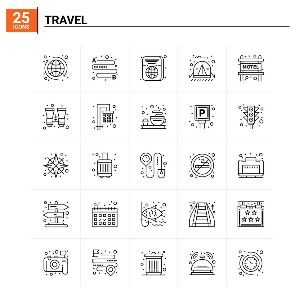 25 voyage icon set vector background